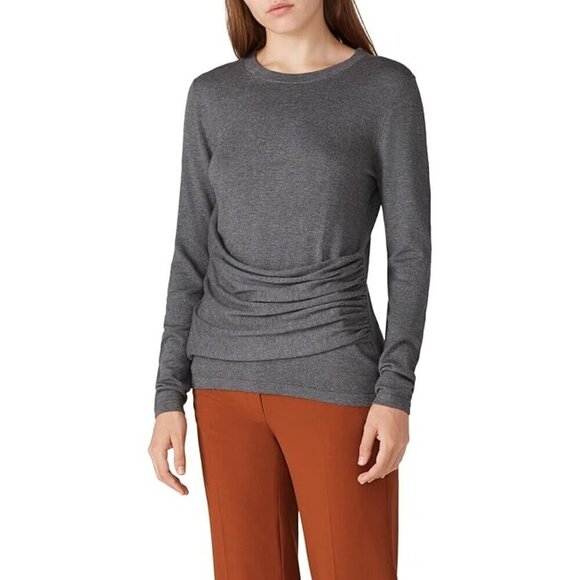 Derek Lam Collective Grey Drape Front Sweater Size: XL - Picture 3 of 6